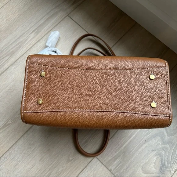 QUINCE Italian Leather Cognac Medium Convertible Satchel Bag - Picture 12 of 13